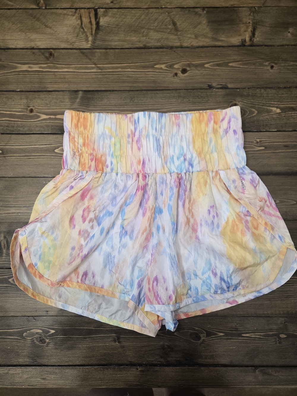 FP Movement by Free People Pastel Tie-Dye High Waist Smocked Shorts
